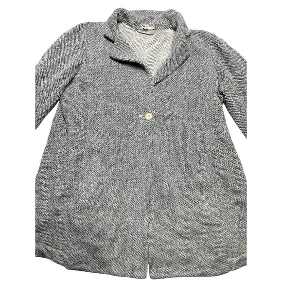 Eileen Fisher Women’s Organic Cotton Knit Blazer Cardigan Gray Black Jacket S/M - Picture 1 of 6